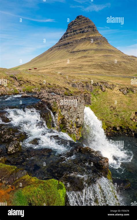 Mount Kirkjufell With The Kirkjufellsfoss In Iceland Stock Photo Alamy