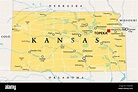 Kansas, KS, political map with capital Topeka, important rivers and ...