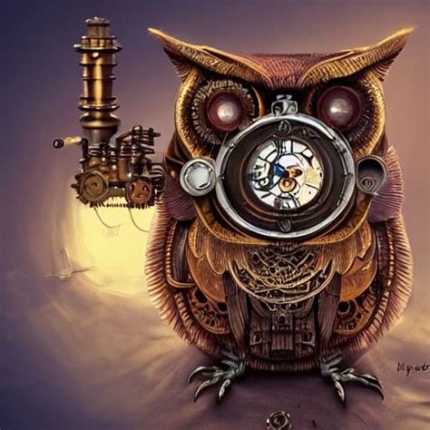 A Steampunk Clockwork Owl 8k Concept Art Trending On Artstation