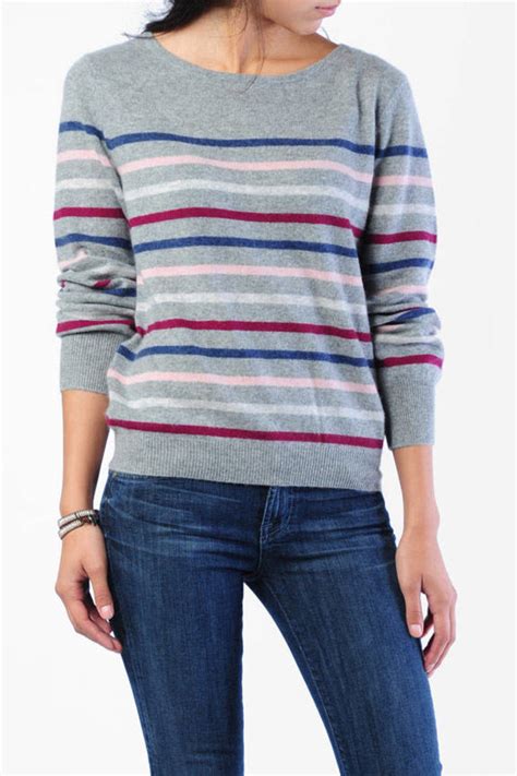 Cashmere Stripe Gathered Sweater In Multi 172 Tobi Us