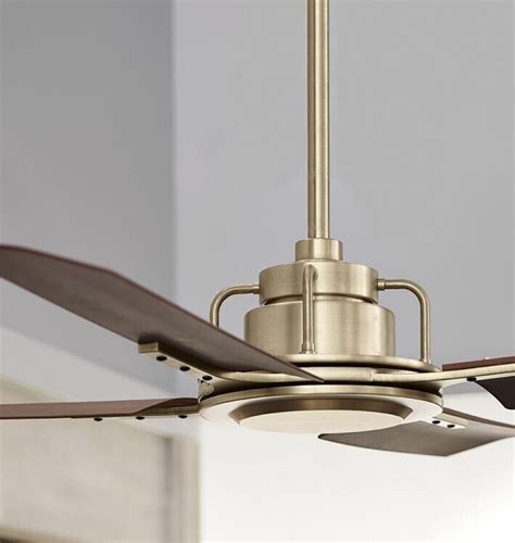 Peregrine 60” Industrial Ceiling Fan Brushed Satin Brass With Black