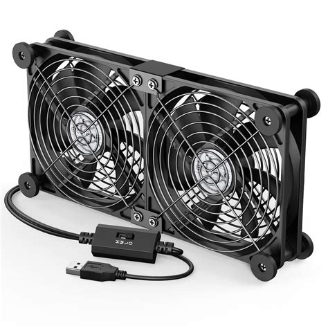 ELUTENG Dual Cooling Fan High Speed 120mm USB Fan Adjustable 5V USB