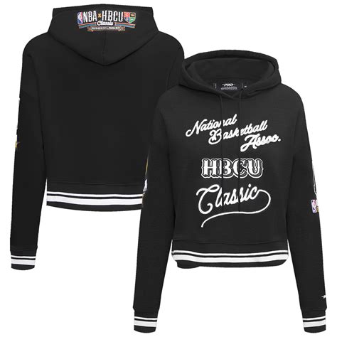 women s pro standard black 2024 nba all star game x hbcu classic chenille crop pullover hoodie