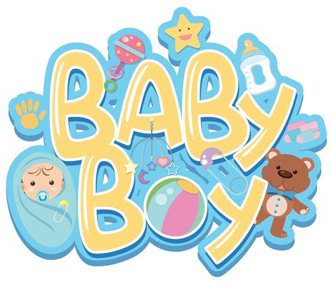 Font Design For Word Baby Boy With Baby And Toys 614232 Vector Art At