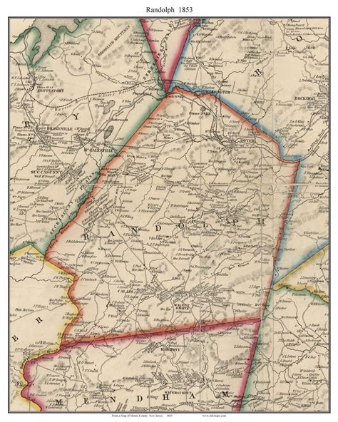 Randolph New Jersey 1853 Old Town Map Custom Print Morris Co Old Maps