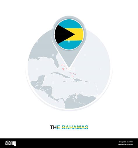 The Bahamas Map And Flag Vector Map Icon With Highlighted The Bahamas
