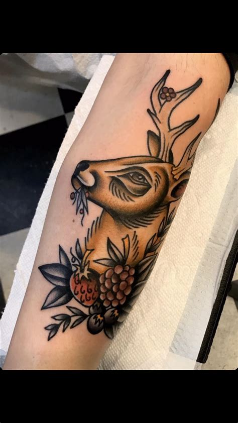 Traditional Deer Tattoo Done By René At Ideal Americana In Worcester Ma