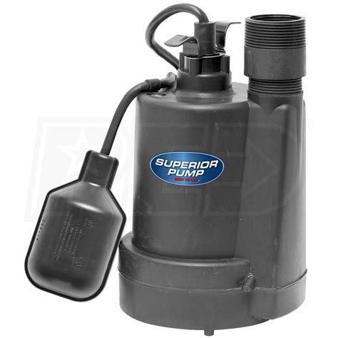Superior Pump Hp Thermoplastic Submersible Sump Pump W Tether Float Switch