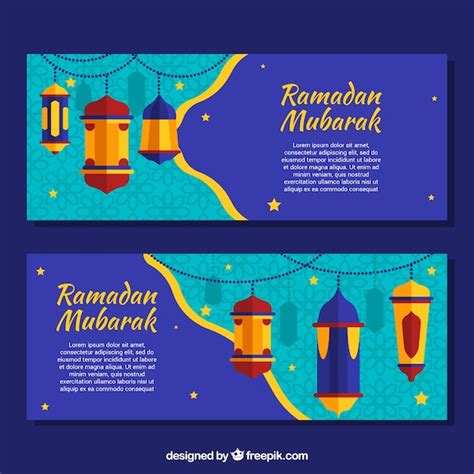 Free Vector Ramadan Banners Collection With Flat Lamps