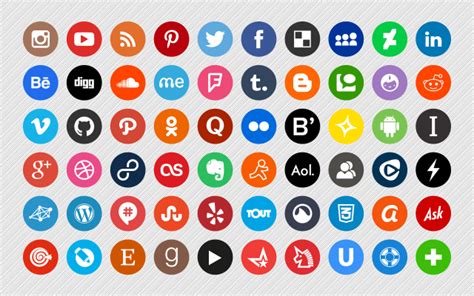 250 Premium Colorful Round Vector Social Media Icons Social Media Icons