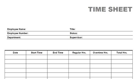 Printable Blank Time Sheets