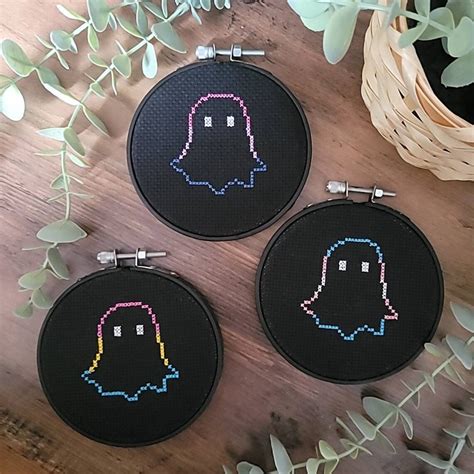 Spooky Lgbt Pansexual Flag Ghost Cross Stitch Pride Goth Etsy