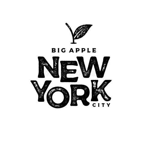 New York Big Apple Print Vector Illustration Stock Vector