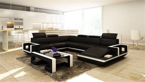 Divani Casa 5102 Modern Black And White Bonded Leather Sectional Sofa