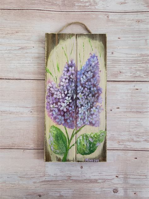 Original Lilac Painting Flower Painting On Wood Lilac Lovers Etsy