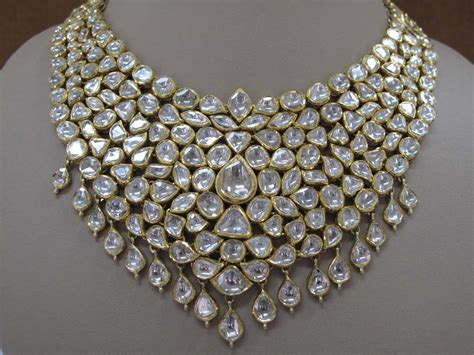 Uncut Diamond Indian Necklace Indian Wedding Jewelry Sets Gold