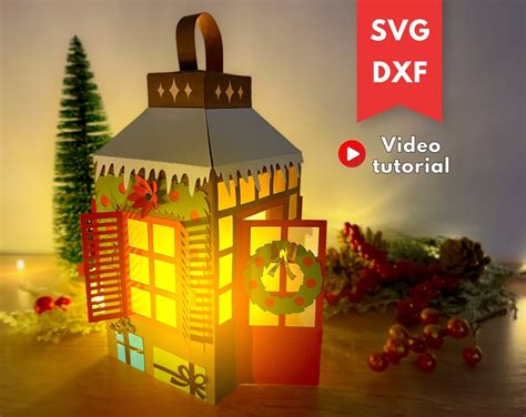 Christmas Lantern Svg 3d Christmas House Svg Gingerbread House