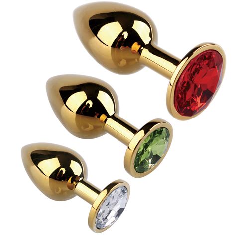 Golden Butt Plug Anal Sex Toys With Jewel Golden Small Medium Large