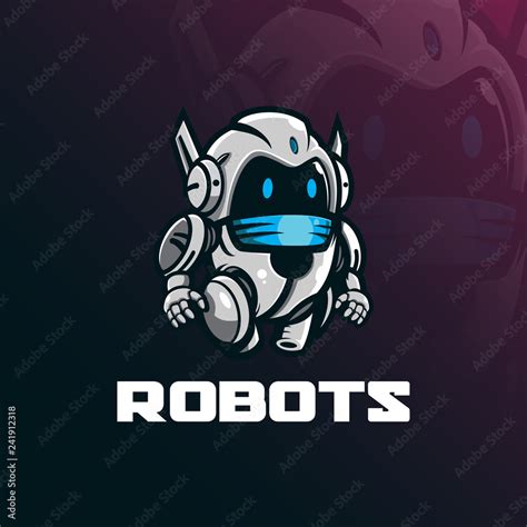 Robot Mascot Logo Design Vector With Modern Illustration Concept Style