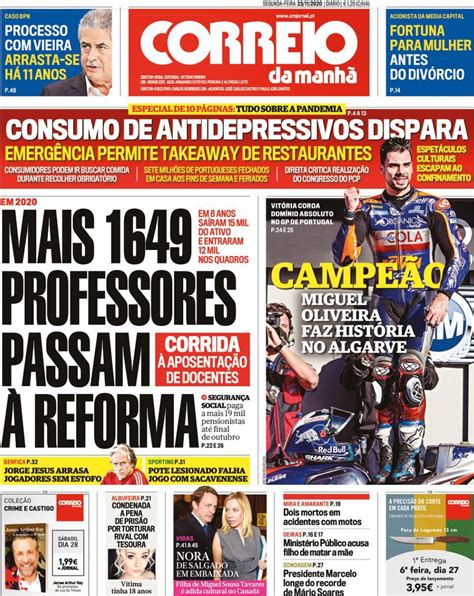 Capa Correio Da Manhã 23 Novembro 2020 Capasjornaispt