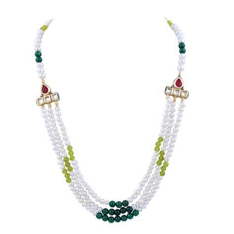 Buy Pearlz Ocean Fresh Water Pearl And Jade Gemstone Beads 18 Inch