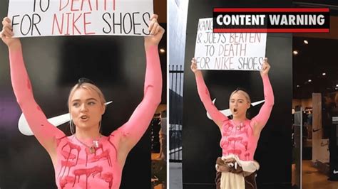 Topless Vegan Activist Tash Peterson Films Stunt At Nike Store News