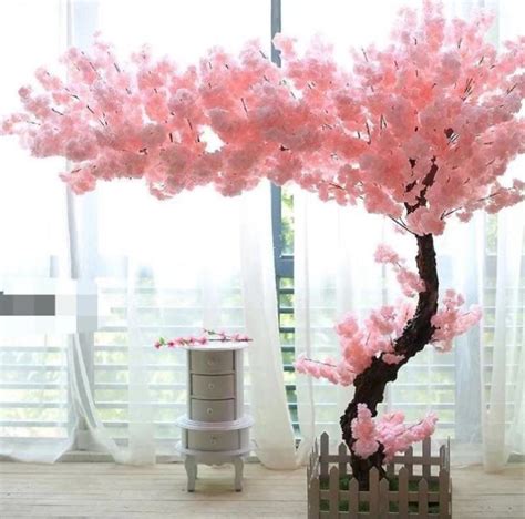China 2m Tall Faux Silk Blossom Tree Decorative Bend Trunk Suppliers