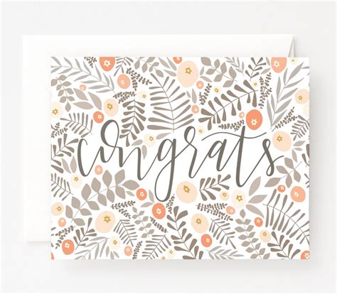 Floral Congrats Card Set Of 8 Illustrated Congratulations Etsy