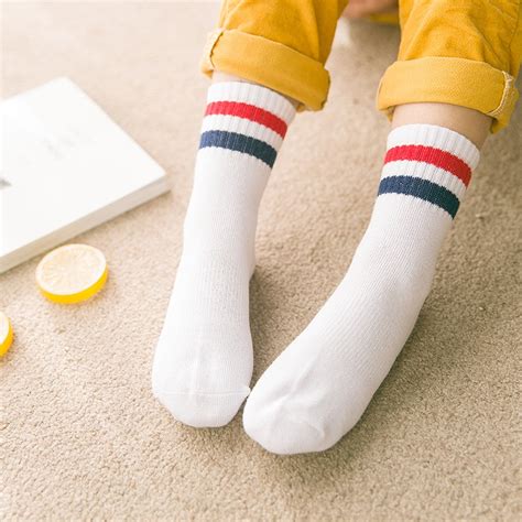 Buy 2018 Kids Socks Stripe Children White Socks Short