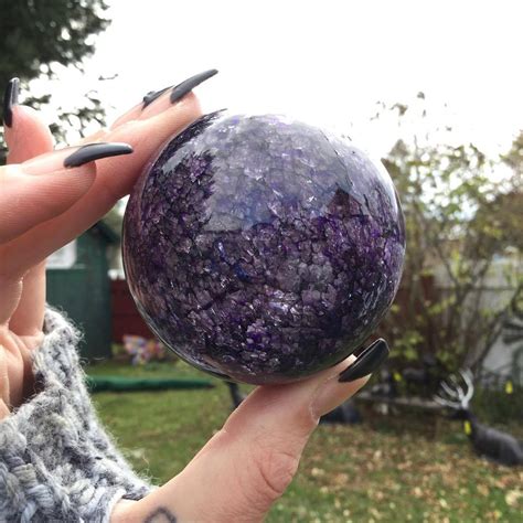Adirondack Artworks — Deep Purple Dyed Crackle Quartz Sphere Still