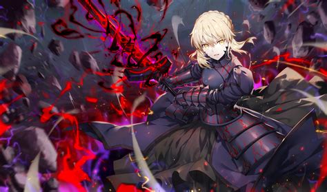 Download Yellow Eyes Blonde Woman Warrior Saber Alter Anime Fatestay