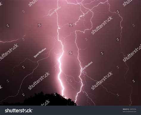 Scary Lightning Storm On Stormy Night Stock Photo 13878760 Shutterstock