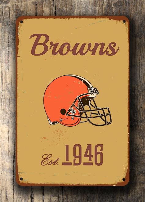 Cleveland Browns Logo Sign Classic Metal Signs Cleveland Browns
