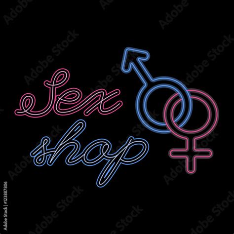 Sex Shop Logo Template Neon Signage Editable Vector Design Element