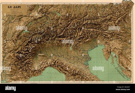 La Carte Des Alpes Italiennes 1899 Photo Stock Alamy