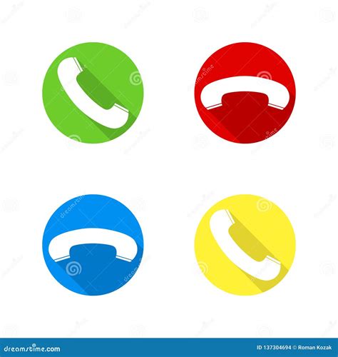 Set Of Round Phone Receiver Icons Stock Vector Illustration Of
