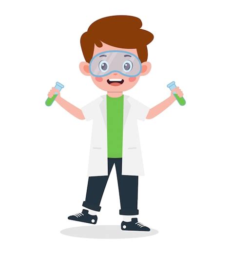 Premium Vector Happy Scientist Kids With Elements Cartoon Illustration
