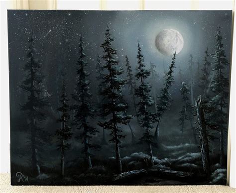 Moonlit Forest Oil Painting Art Amino