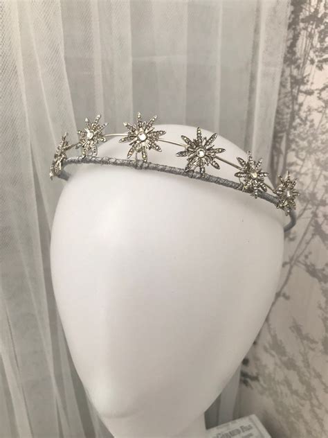 Celestial Star Bridal Crown Silver Star Tiara Star Etsy