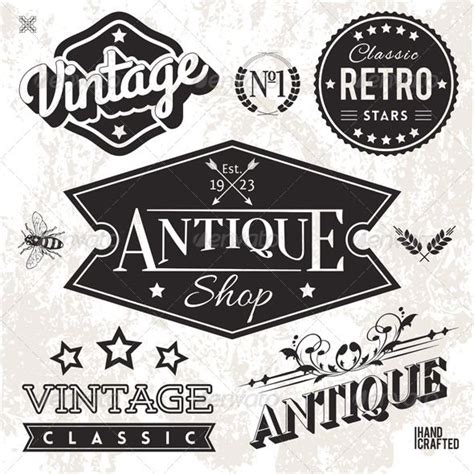 Vector Collection Of Vintage Labels And Labels For Antique Shopfiles In