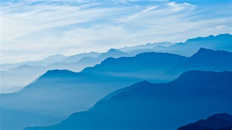 Mountains Wallpaper 4k Blue Sky Mountain Range Fog
