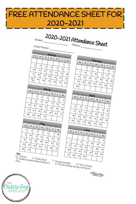 2020 2021 Attendance Sheet Freebie In 2020 Attendance Sheet