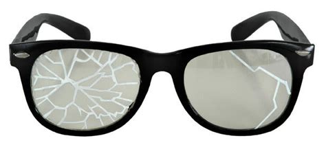 Black Frame Broken Cracked Lenses Costume Glasses Novelty