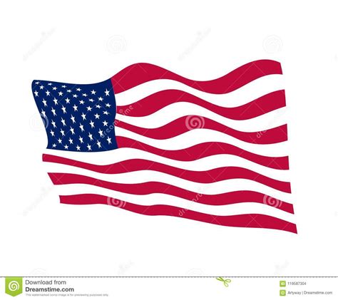 Usa Waving Flag On White Background Vector Illustration American