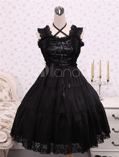 Black Lace Trim Cotton Gothic Lolita Dressdresses Dressdress Dress