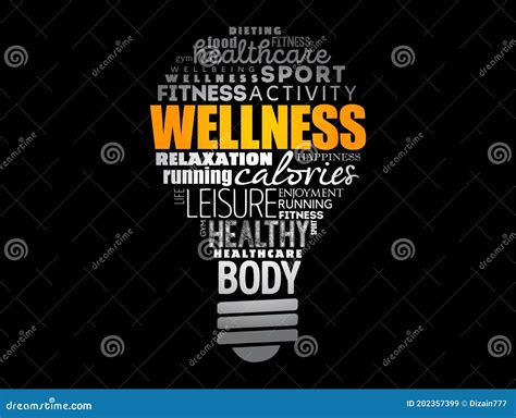 Wellness Light Bulb Word Cloud Collage Health Concept Stock