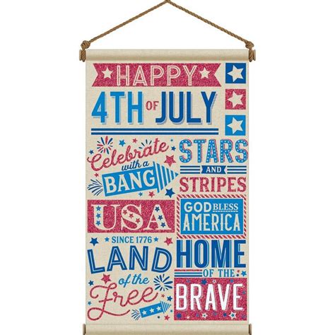 Patriotic Red White And Blue 4th Of July Canvas Sign 19in X 30 12in