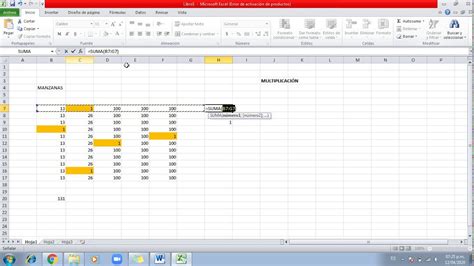 MultiplicaciÓn Basica En Excel Youtube