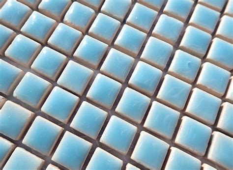 Light Blue Square Mosaic Tiles 1 Cm Ceramic Half Pound Azure