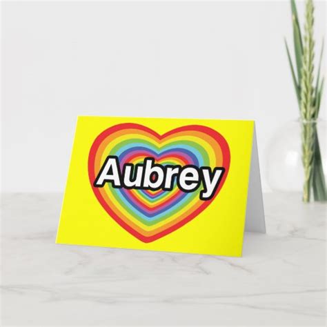 I Love Aubrey Rainbow Heart Holiday Card